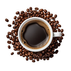 coffee beans in a mug isolated on white background. With clipping path. 