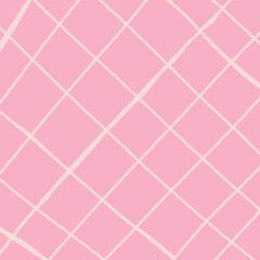 Vector hand drawn cute checkered pattern. Plaid geometrical simple texture. Crossing lines. Abstract cute delicate pattern ideal for fabric, textile, wallpaper.