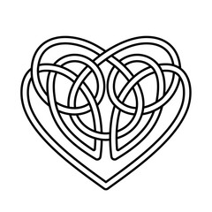 The Celtic Motherhood Knot. Celtic Heart Interlaced Symbol. Vector line art.