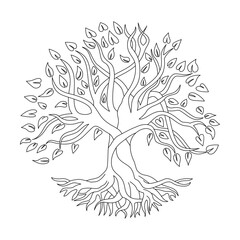 The Celtic Tree of Life Vector Illustration. Celtic Style Symbol Line Art.