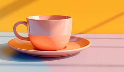 Morning Drink: Empty Cup on Bright, Minimal Kitchen Table