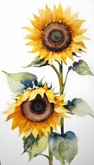 Watercolor painting of a sunflower
