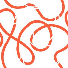 Seamless pattern of bright colorful abstract squiggles print, continuous line, scribble spiral and wavy lines. retro 80s. Chaotic ink brush texture. Vector illustration.