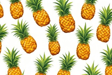 Flying ripe pineapple on white background. Food levitation