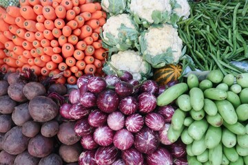 vegetables and fruits on market
