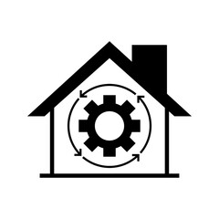 House with cogwheel icon vector