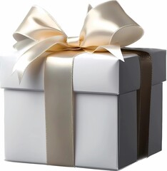 white gift box with ribbon isolated on white