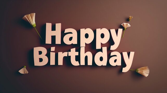 a photo text of word " Happy Birthday " on solid brown background
