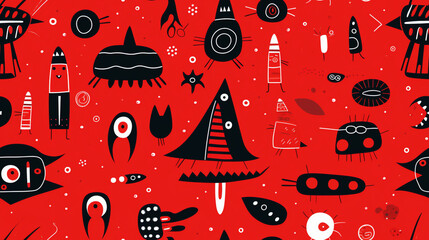 Seamless repetitive pattern abstract illustration of space figures.  Wallpaper. Background.