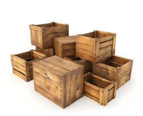pack of wooden boxes isolated on white background