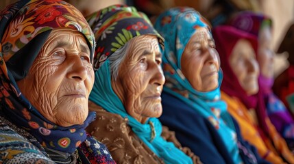 Fototapeta premium Group of Uregu Berber elderly women in Morocco