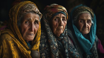 Fototapeta premium Group of Uregu Berber elderly women in Morocco