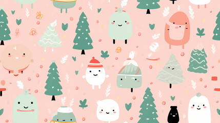 Seamless repetitive pattern abstract illustration of chistmas figures.  Wallpaper. Background.