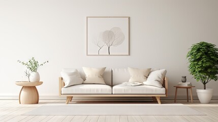 Fototapeta na wymiar Scandinavian a minimalist modern living room background.