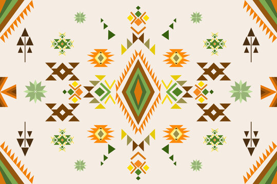 Ethnic geometric oriental traditional seamless pattern. Native Aztec geometry tribal style design for background, fabric, interior, wallpaper, wrapping, overall printing, decorative, home decor
