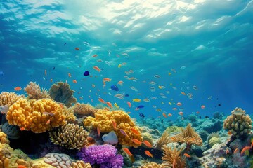Naklejka na ściany i meble Coral Reef Ecosystem Time-Lapse