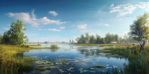 Fototapeta na wymiar Wetland Ecosystem Panorama