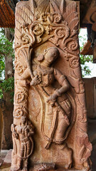 Carvings of Madanika on the Entrance of Kakatiya Rudreshwara Temple, Palampet, Warangal, Telangana, India.