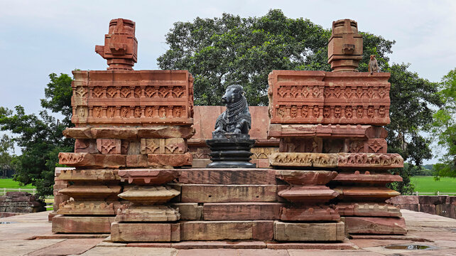 View of Nandi Mandapam in Front of Kakatiya Rudreshwara Temple, Palampet, Warangal, Telangana, India.