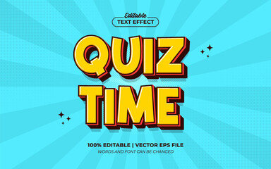 Fototapeta premium Quiz Time 3d Cartoon Editable Text Effect Template Style Premium Vector
