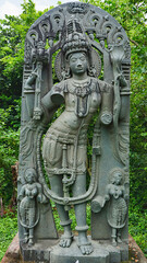 Sculpture of Dwarapala inside the Campus of Kota Gullu or Ganapeshwaralayam, Ghanpur, Warangal, Telangana, India.