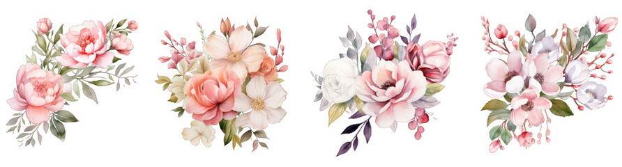 Watercolor Floral Wedding flower PNG - obrazy, fototapety, plakaty