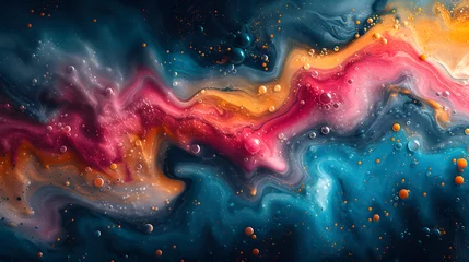 Foto op Canvas The dynamic flow of cosmic energy, with swirling nebulas and star clusters creating a vibrant abstract background © JKashko