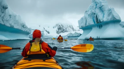 Tuinposter Kayaking in Antarctica.  © Vika art