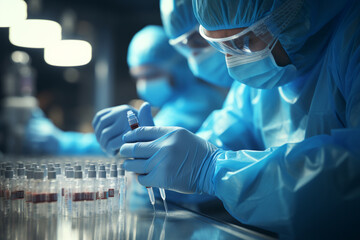 Scientist examining chemical experiment in lab