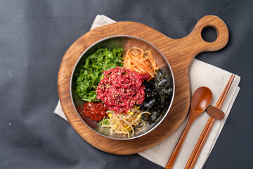 Korean food, Korean beef, beef, bibimbap, rice soup, raw meat, kimchi stew, stew, beef tartare,...