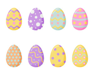 A set of Easter eggs. Colorful eggs for the bright Easter holiday