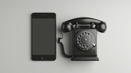 Evolution of Communication from Vintage Rotary Phone to Modern Smartphone