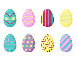 A set of Easter eggs. Colorful eggs for the bright Easter holiday