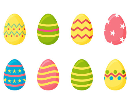 A set of Easter eggs. Colorful eggs for the bright Easter holiday