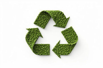 green recycling symbol on white background. Created with artificial intelligence.