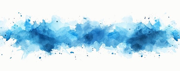 Abstract colorful blue color painting illustration - watercolor splashes, isolated on white background png, Generative AI 
