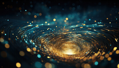 Starry Night: Glowing Abstract Light Pattern in Blue, with Sparkling Galaxy Effect