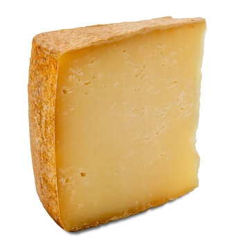 Sardinian Pecorino cheese DOP from Gallura, Sardinia, Italy. Cheese slice isolated