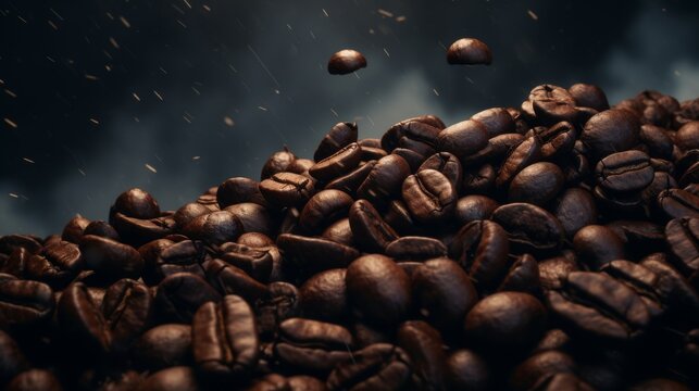 Dancing Java Jive: A Whirling Symphony of Airborne Coffee Beans. Generative AI.