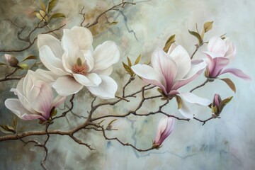 Illustration magnolia flowers indicate the arrival of spring