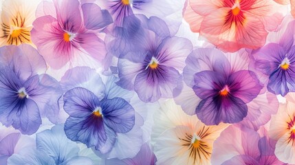 Watercolor with colorful pansy flowers.