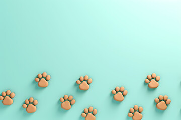 Pet and Animal ,dog and Cat paw on a green background . - obrazy, fototapety, plakaty