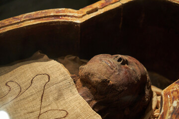 Ancient Egyptian Exhibits of the archaeological Mummification Museum in Luxor,  Egypt.Real Ancient...