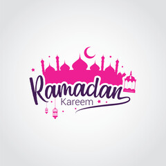 Ramadan Kareem Design Vector with lantern and calligraphy decoration. Suitable for Greeting Card, Poster and Banner. Holy month for fasting and prayer as one of the Five Pillars of Islam.