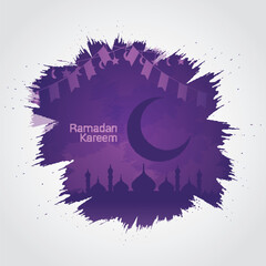 Ramadan Kareem Design Vector with lantern and calligraphy decoration. Suitable for Greeting Card, Poster and Banner. Holy month for fasting and prayer as one of the Five Pillars of Islam.