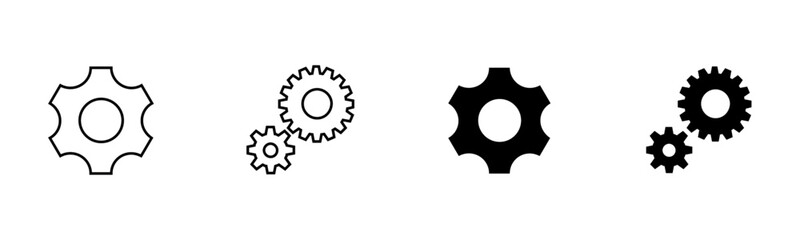 Gear icon, cog wheel, engine circle, thin line web symbol on white background. Editable Vector illustration