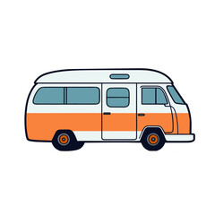 van bus minivan retro car vector illustration isolated transparent background, cut out or cutout t-shirt design