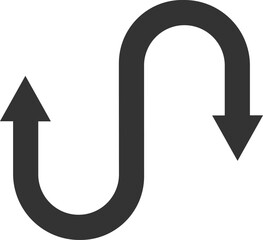 S turn, curved arrow icon. Editable vector illustration stroke. Transparent background. © XICONS