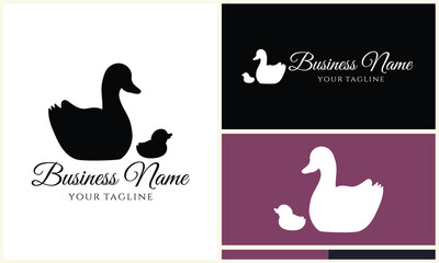 silhouette duck swim logo template