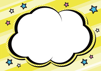 アメコミ風　黄色ストライプ線　雲フレーム